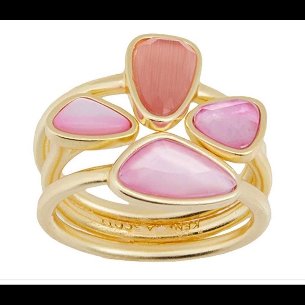 Kendra Scott Gold Pink Multi-Stone Stacking Ring Set